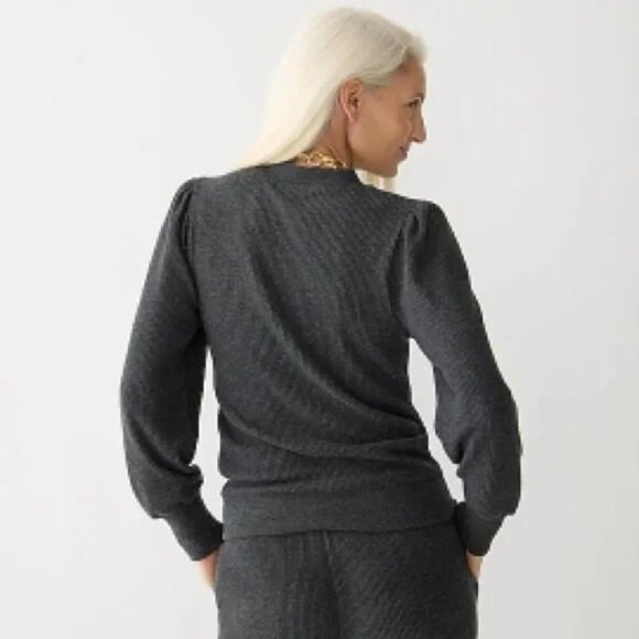J.Crew Brushed rib puff-sleeve crewneck BM321, Large - Picture 2 of 5